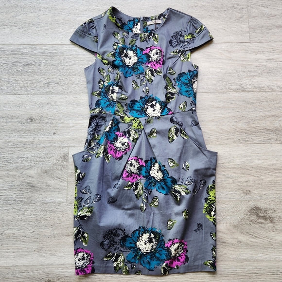 Darling Poppie Dress Womens Small Charcoal Gray Cap Sleeves Pockets Nwt - Picture 1 of 10